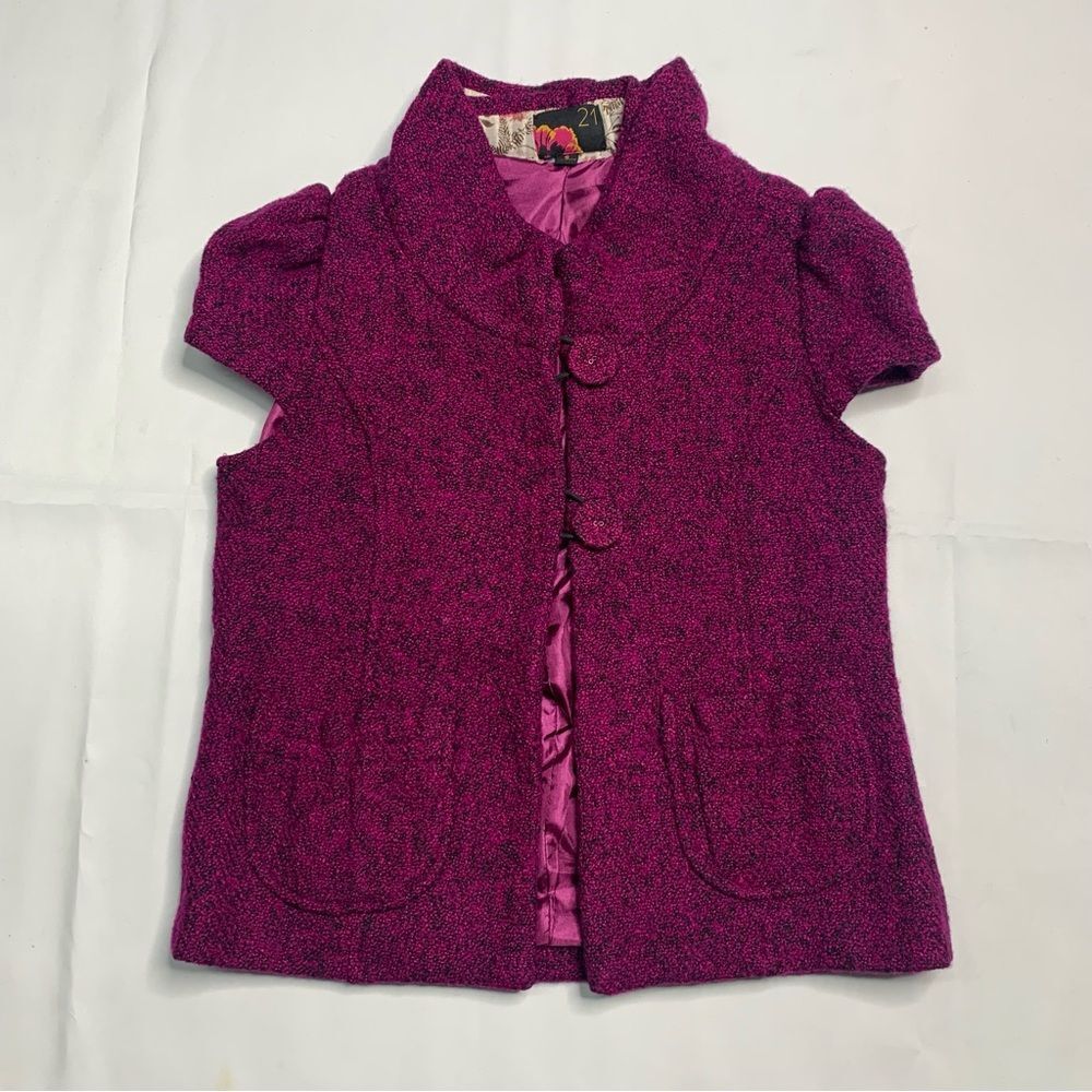 Forever 21 Fuchsia Short Sleeve Jacket Small 30% Wool